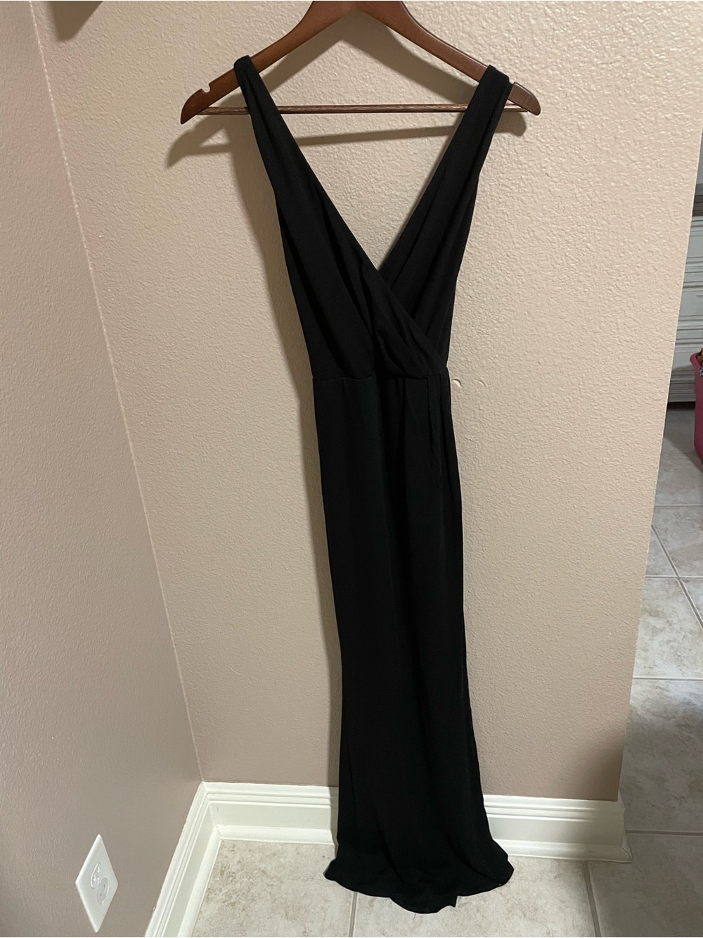 Reformation Black Sleeveless V-Neck Maxi Dress